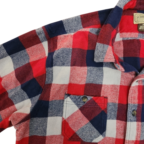 CE Schmidt Workwear Flannel Shirt Mens 2X Blue Red Gray Plaid Thick 100% Cotton - Picture 3 of 9